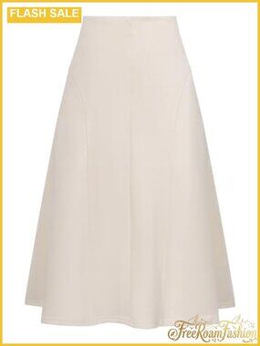 Faux Suede Midi Skirt High Waist A-Line Flared Hemline
